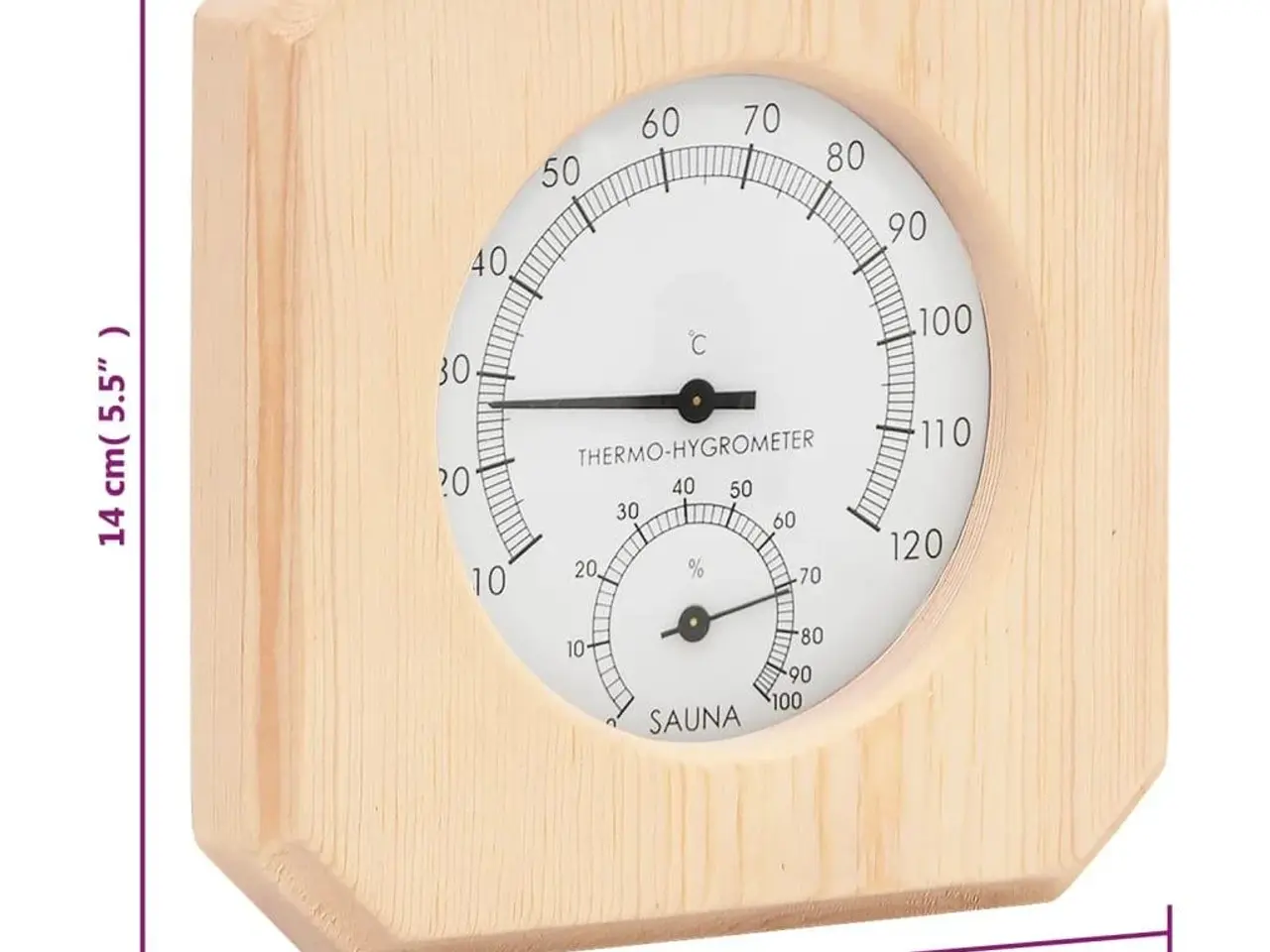 Billede 10 - Saunasæt med hygrometer og timeglas i massivt fyrretræ