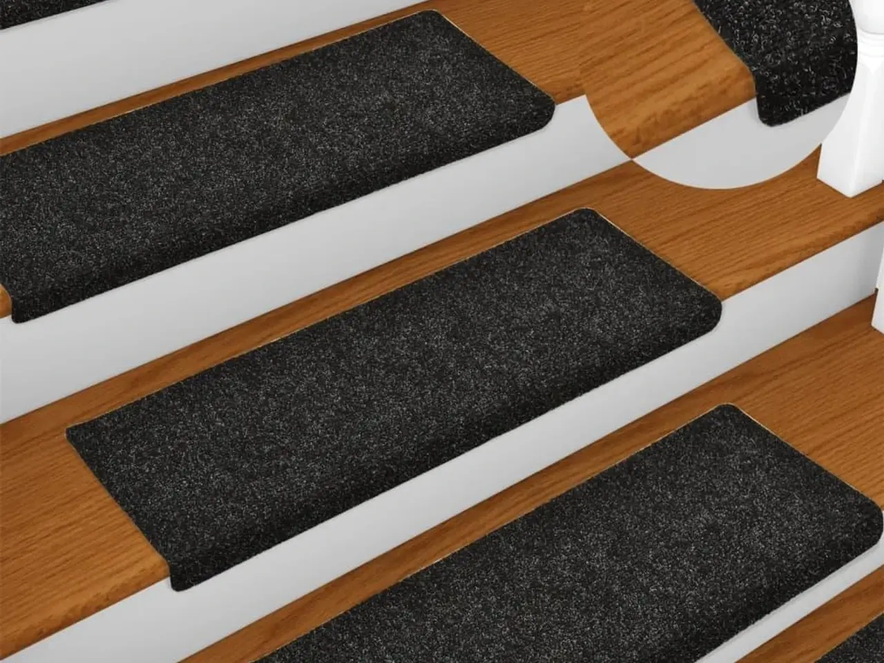 Billede 1 - Trappemåtter selvklæbende 15 stk. 65x21x4 cm sorte rektangulære kant