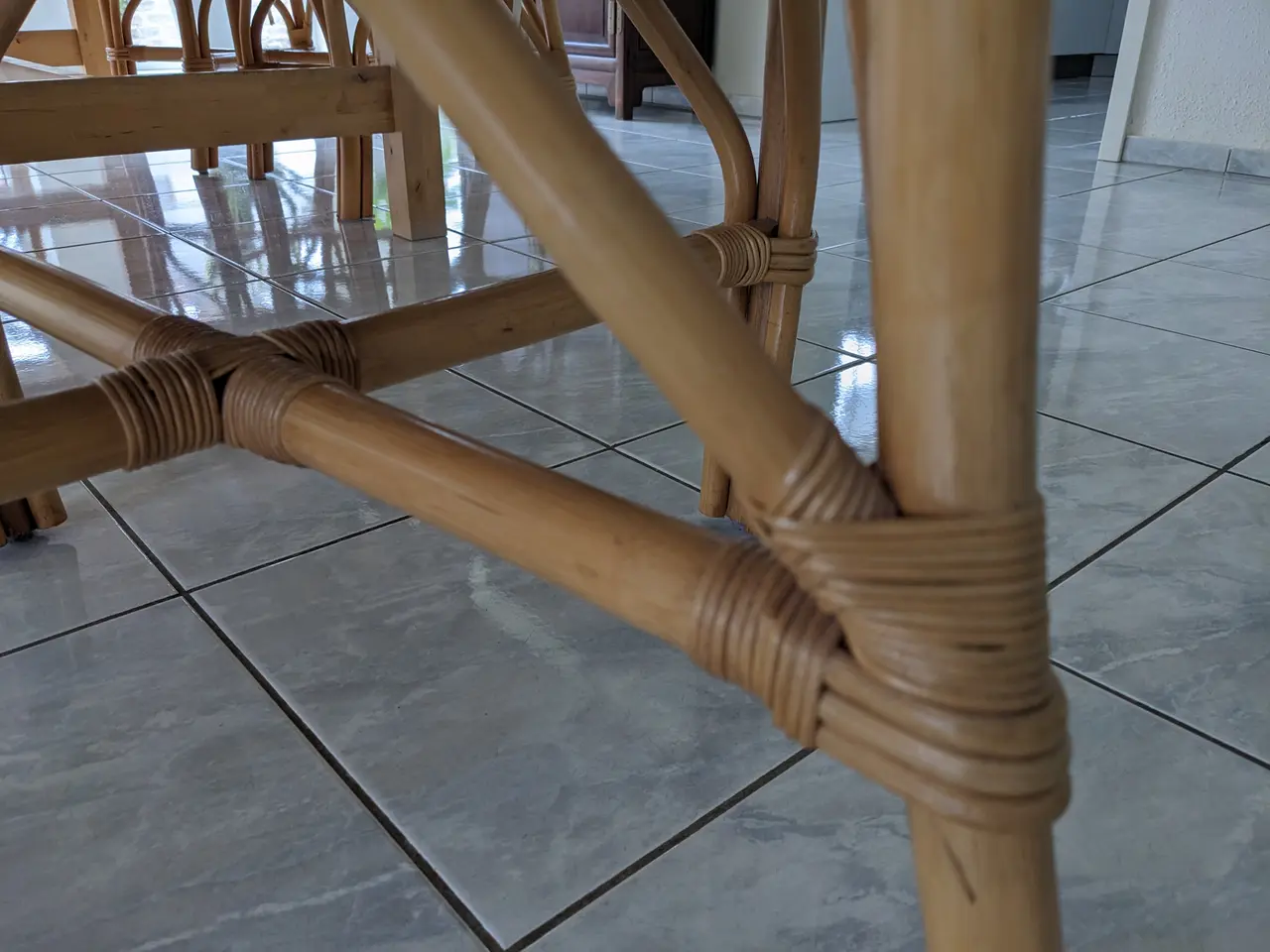 Billede 4 - 6 spisestuestole i rattan i god stand