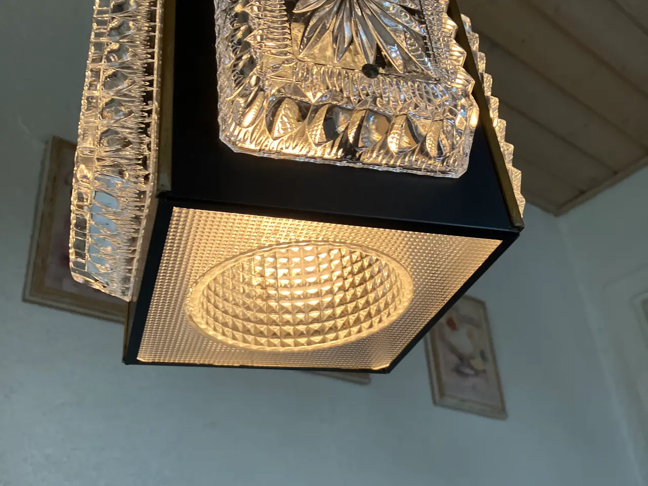 Billede 3 - Smuk retro lampe med krystalglas