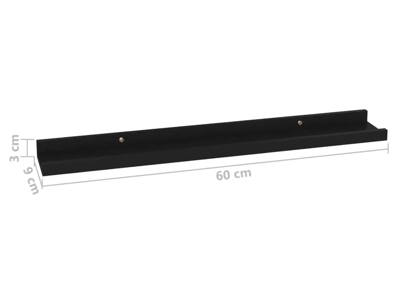 Billede 10 - Væghylder 4 stk. 60x9x3 cm sort