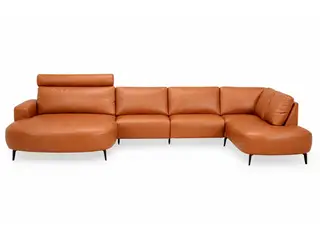 Hjort Knudsen Lolland læder U-sofa Venstrevendt