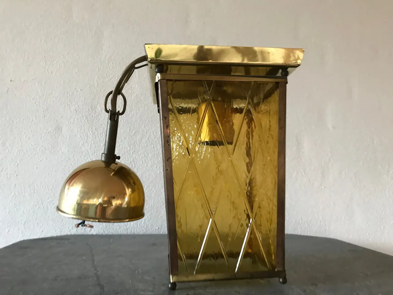 Billede 6 - Retro lampe / lanterne i messing og glas