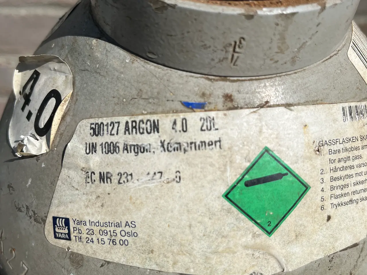 Billede 2 - 20 l argon flaske 