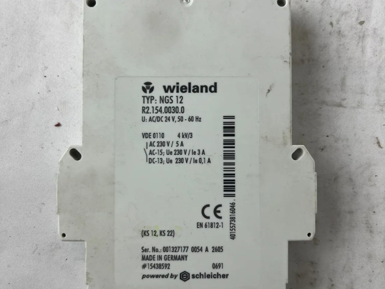 Billede 4 - Wieland NGS 12 relæ modul 24V AC/DC 2CO 5A DIN