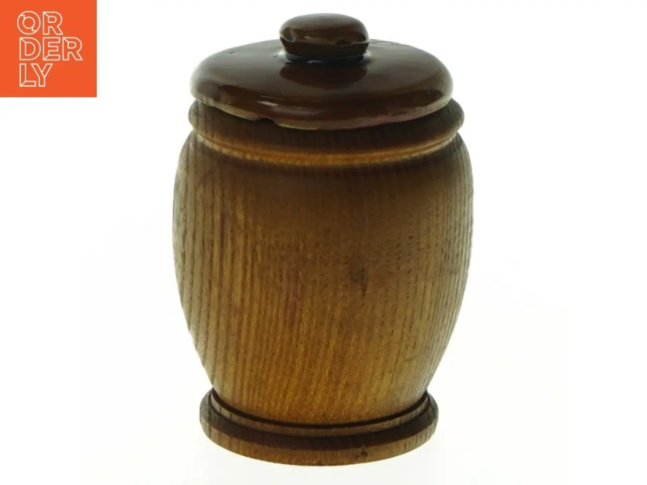 Billede 1 - Teak Træ krukke med keramik låg (str. H. 8 cm)