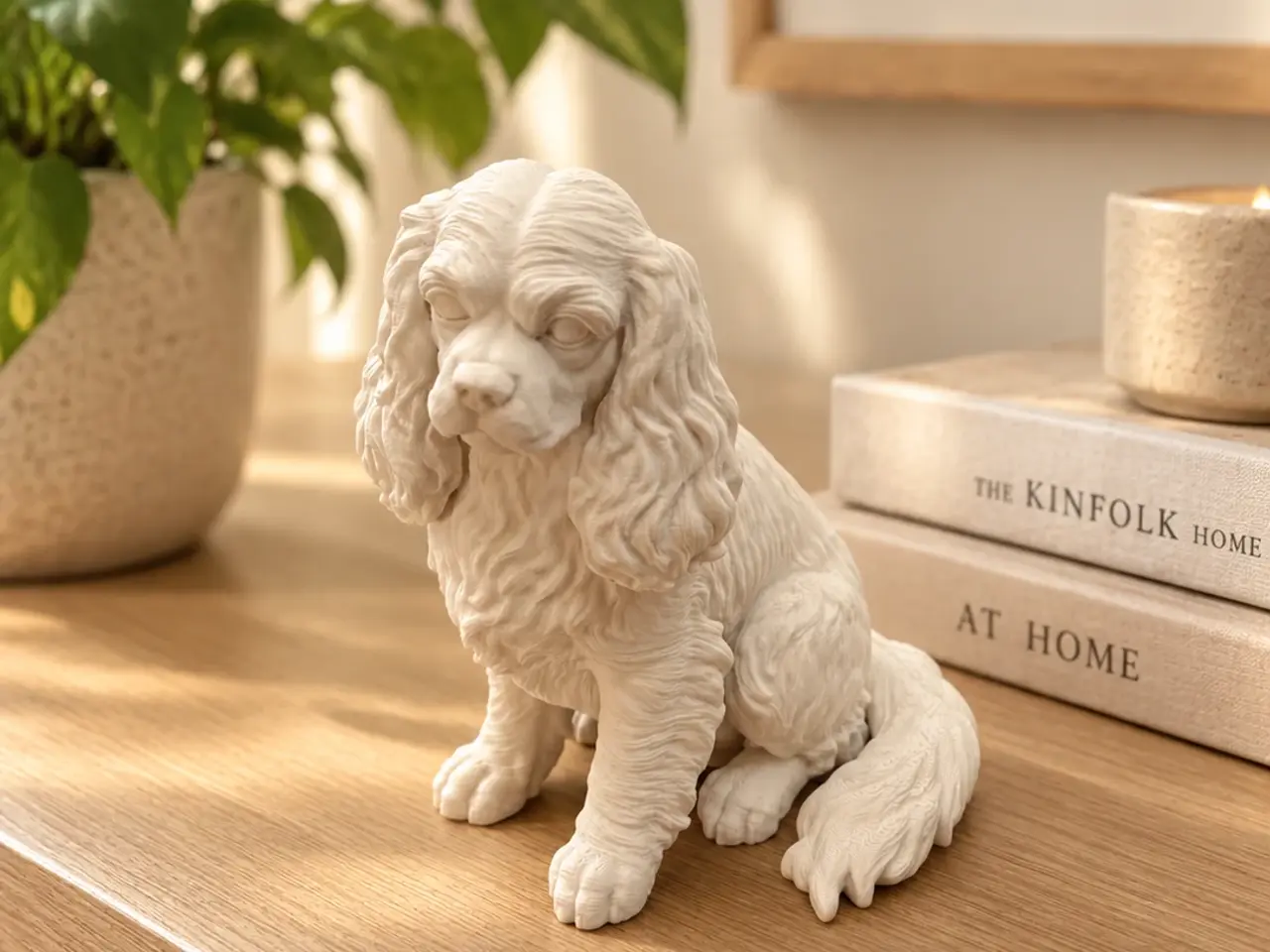 Billede 1 - Cavalier King Charles Spaniel hundefigur - hvid
