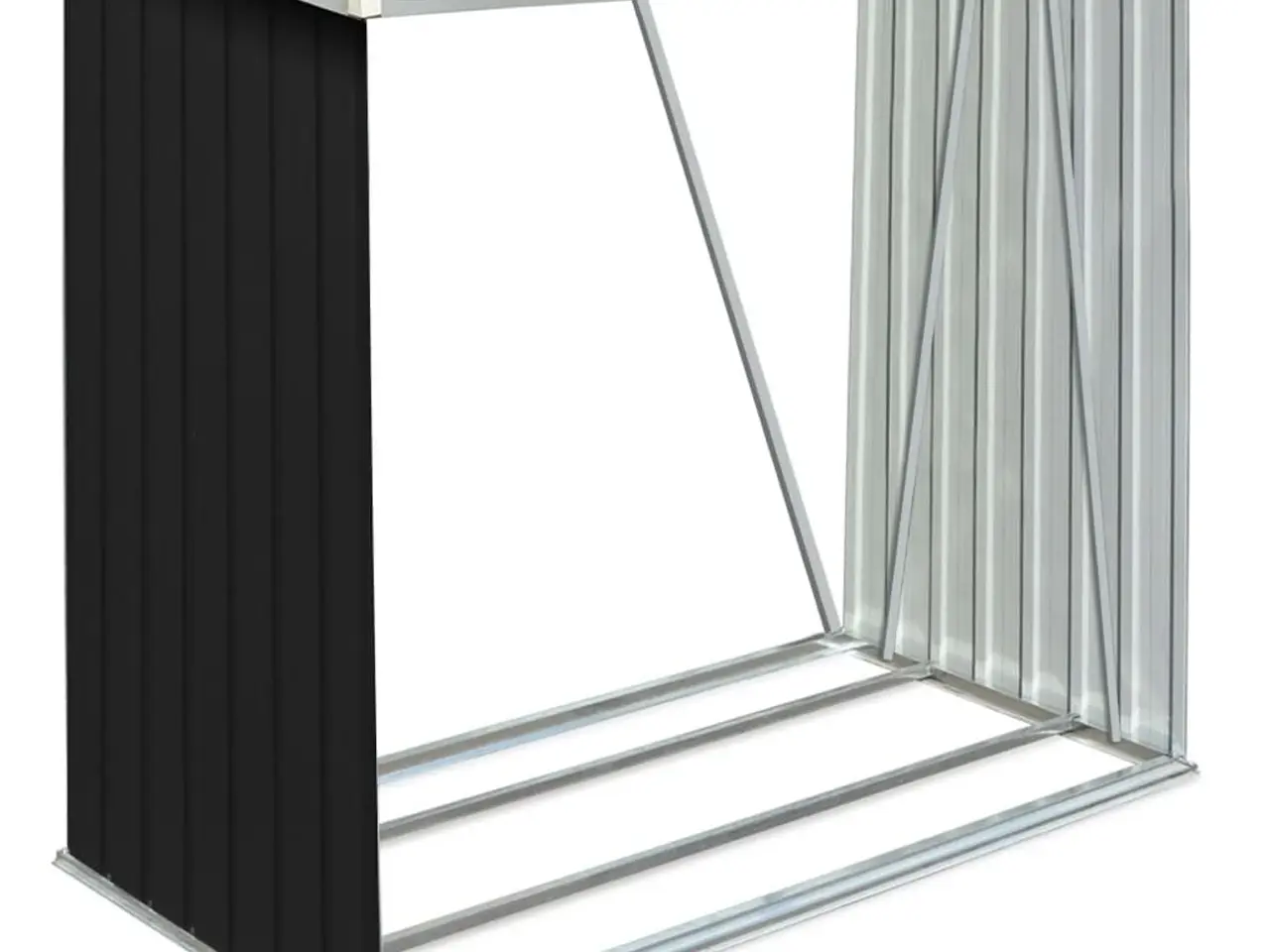 Billede 2 - Brændeskur til haven 163×83×154 cm - galvaniseret stål, antracitgrå