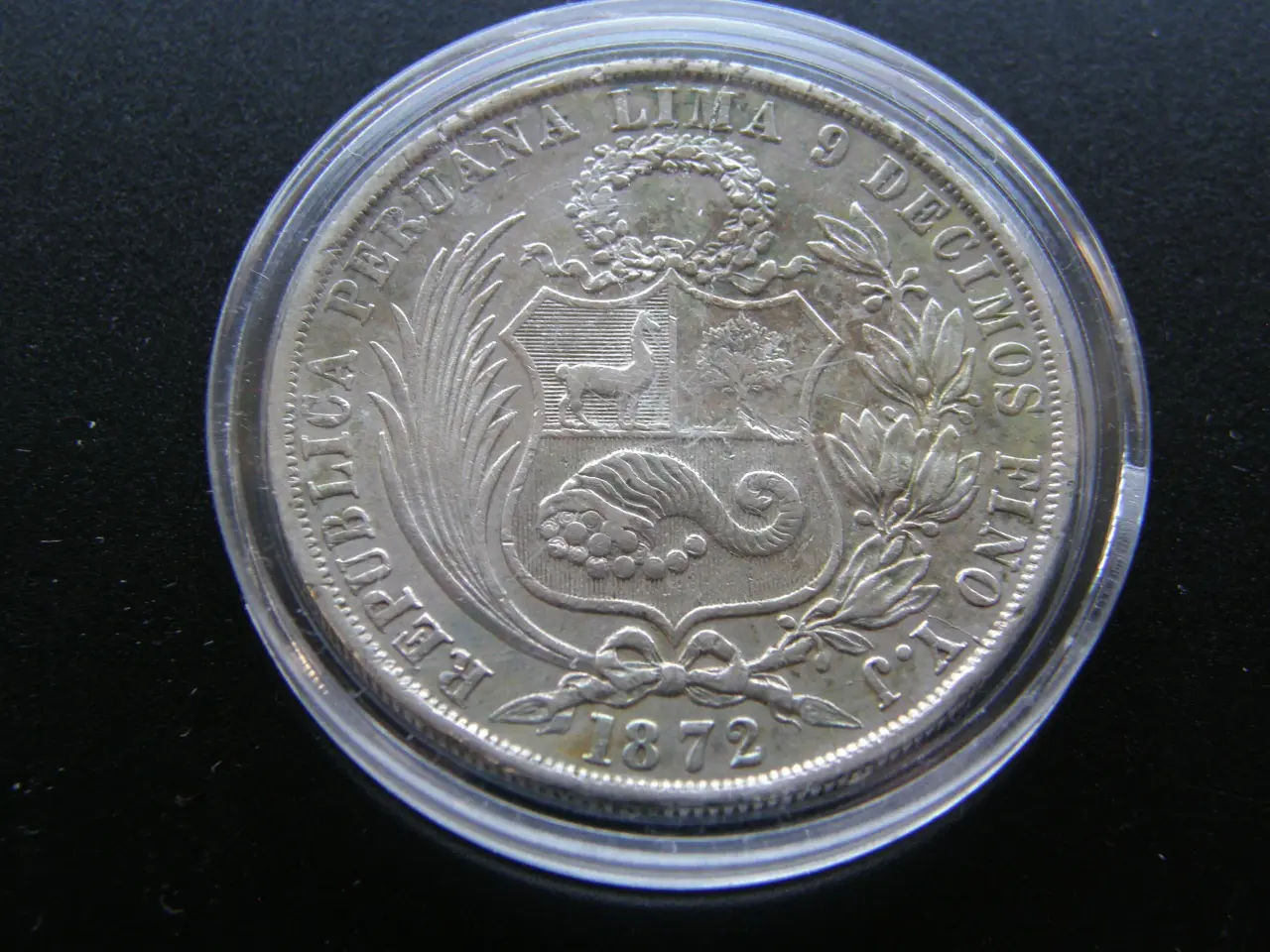 Billede 1 - Peru 1 Sol 1872 Sølv KM#196