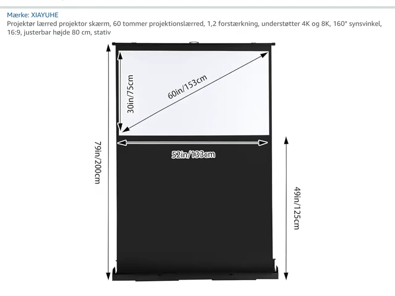 Billede 2 - Projektor lærred 60”