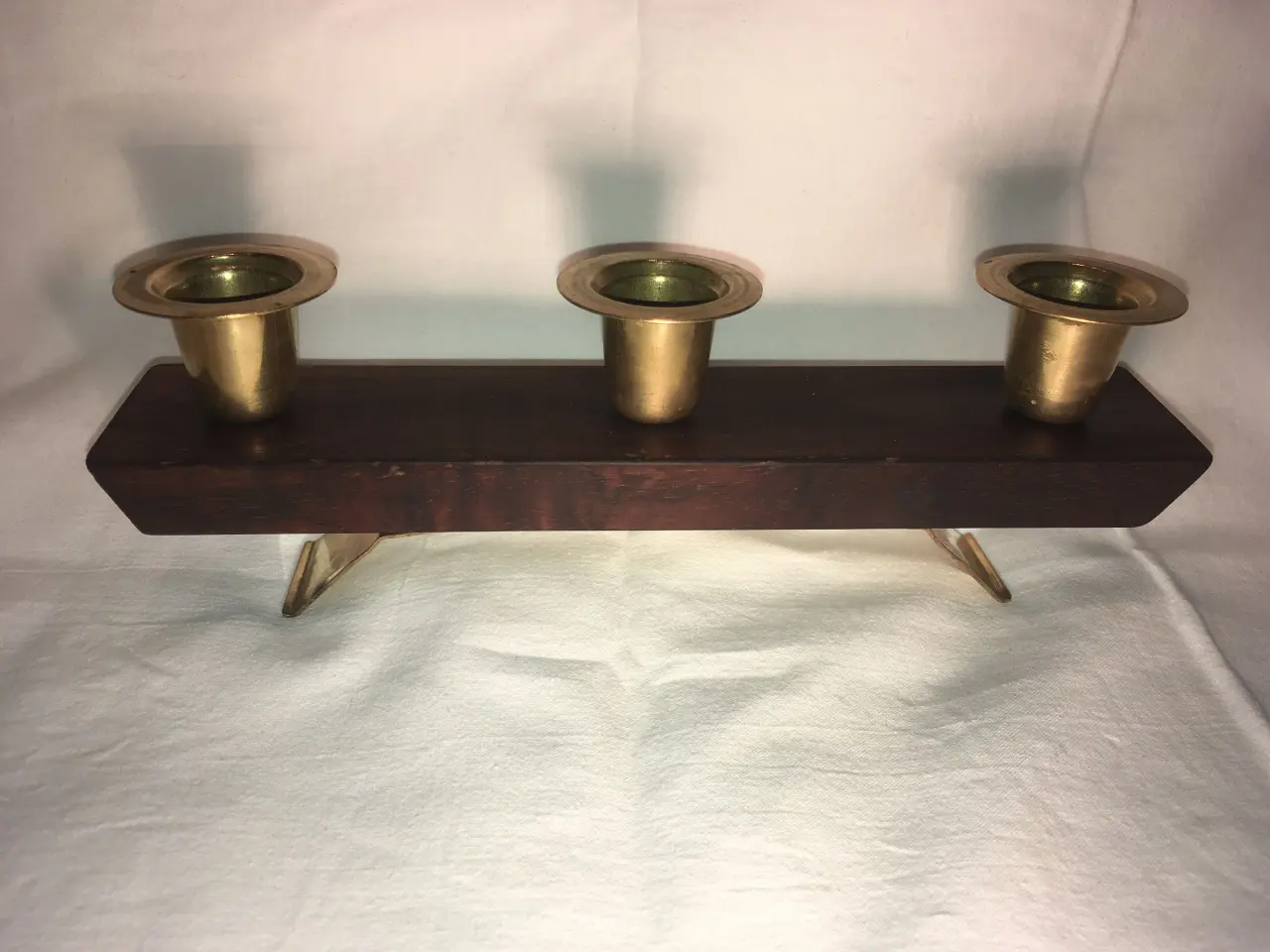 Billede 1 - Lysestage palisander messing 