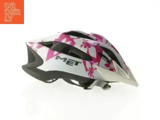Cykelhjelm med pink blomstermønster (str. 52-57 cm)
