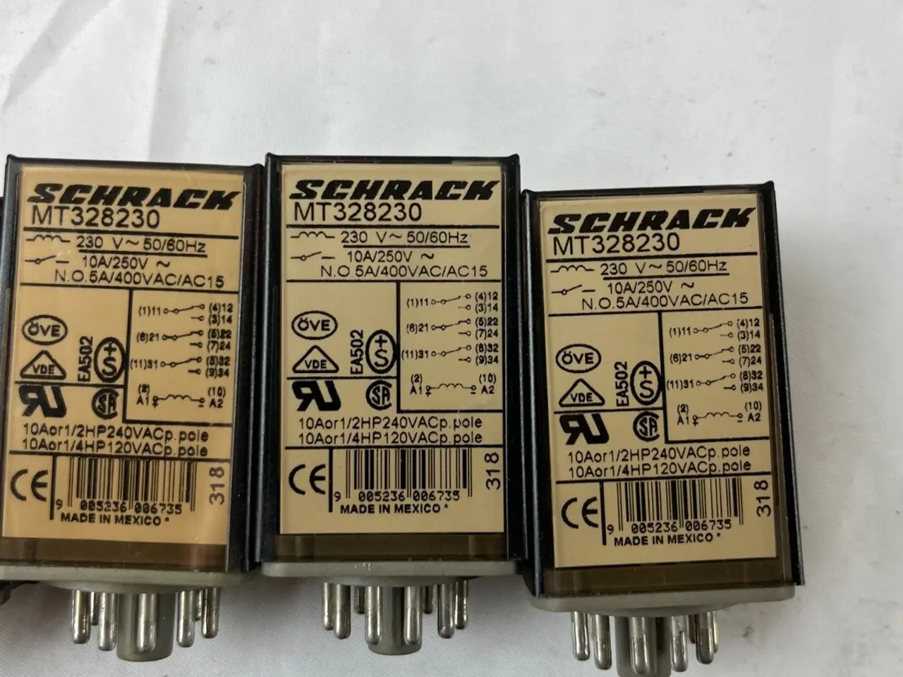Billede 6 - Schrack MT328230 relæ 230V AC 10A 3CO Plug‑In Tyco