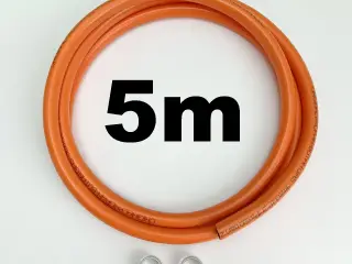 NY! 5m Gummi Gasslange 9mm + 2 x Spændebånd
