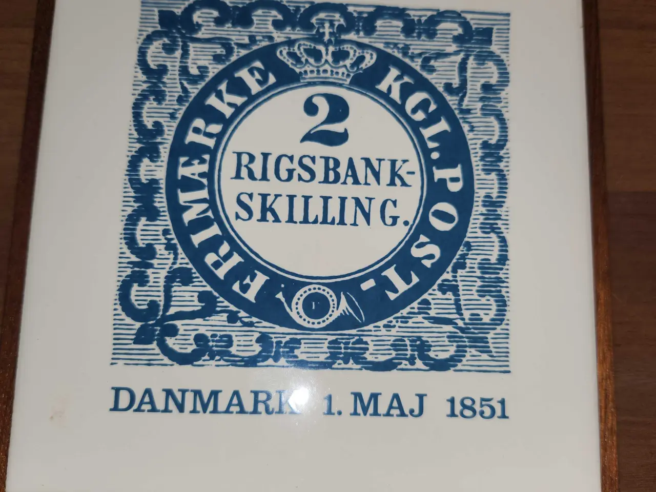Billede 7 - 4.stk. Antikke frimærke platter med træ ramme