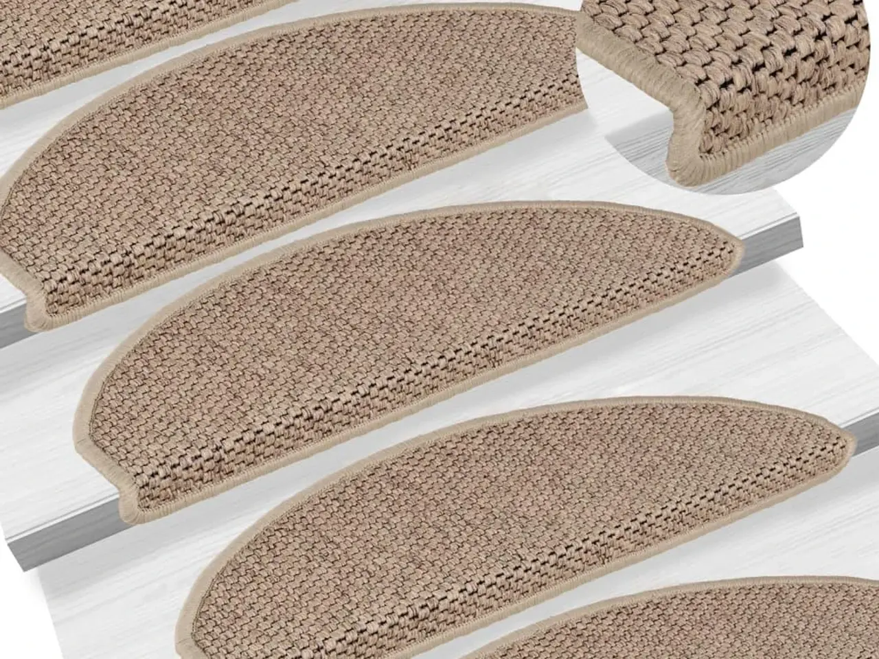 Billede 1 - Selvklæbende trappemåtter 15 stk. - 65 × 21 × 4 cm, sisal-look, sandfarve