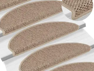 Selvklæbende trappemåtter 15stk. 65x21x4cm sisal-look sandfarve