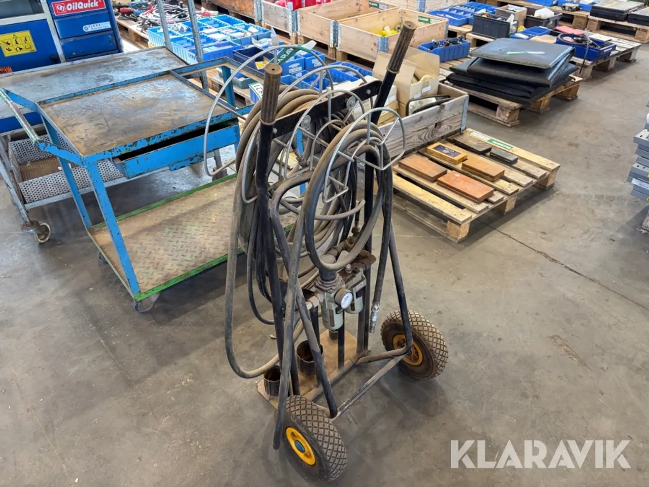 Billede 2 - Mobil trykluft-/servicevogn med slanger, regulator og manometer