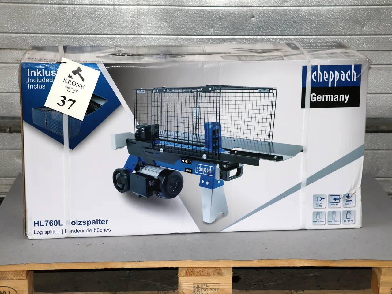 Billede 1 -  7 Tons Scheppach brændekløver, max L 52cm, 230v 