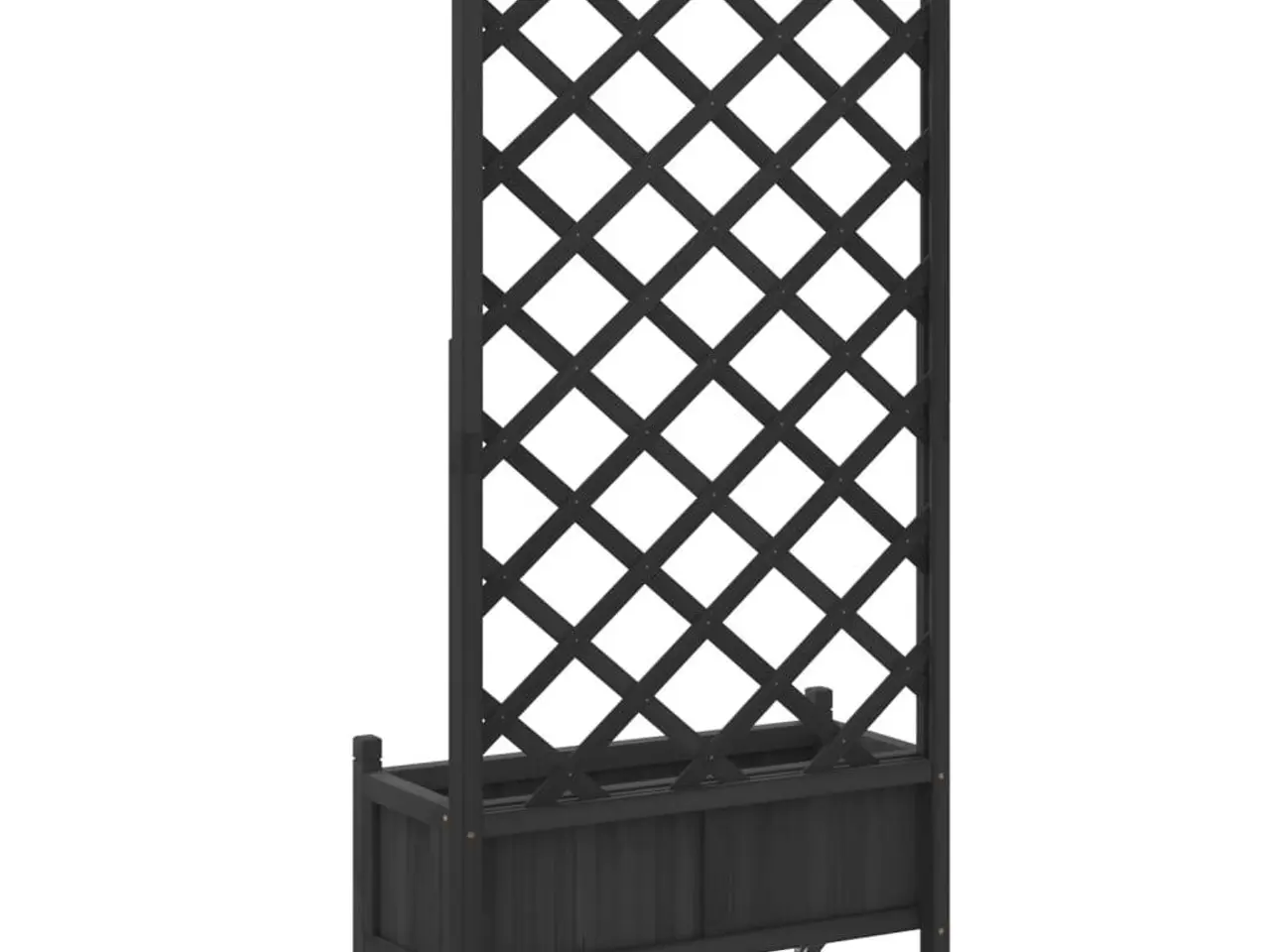 Billede 6 - Plantekasse med espalier og hjul massivt fyrretræ sort