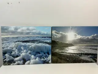 2 stk. originale foto-kunsttryk på træ plade