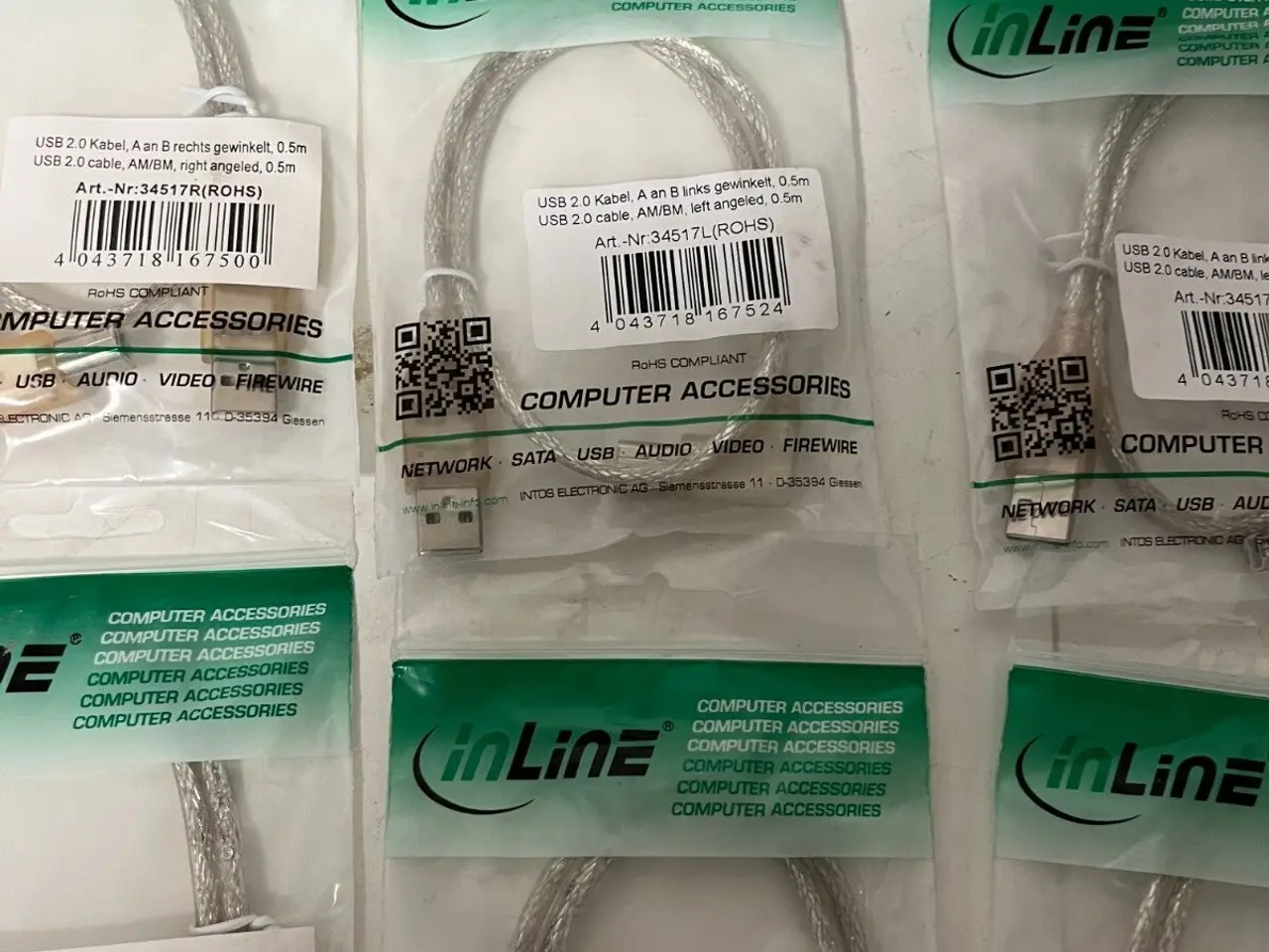 Billede 5 - parti of 7x InLine USB 2.0 AM to BM Angled kabel