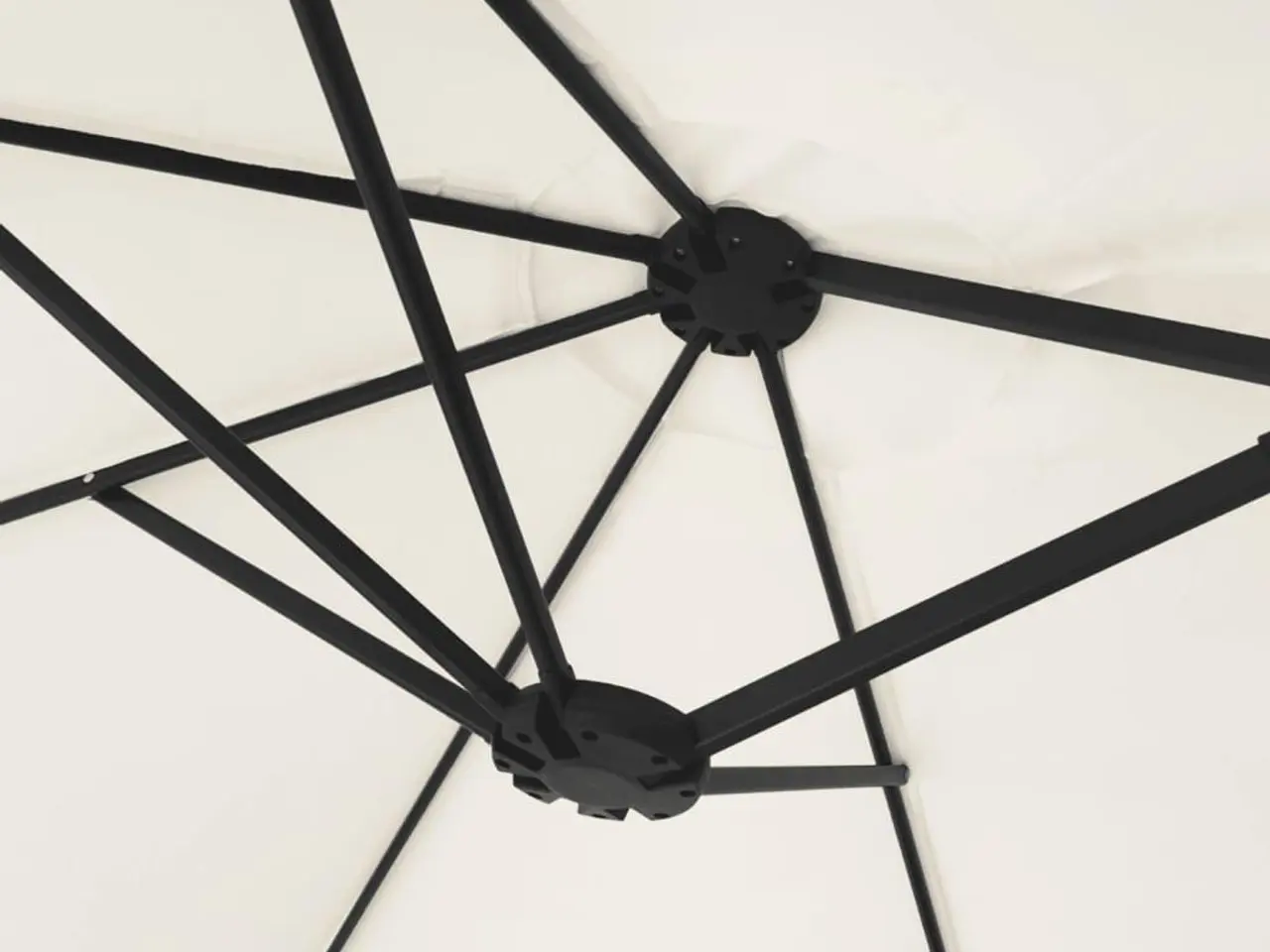 Billede 8 - Parasol med dobbelt parasoldug og LED-lys 449x265 cm sandhvid