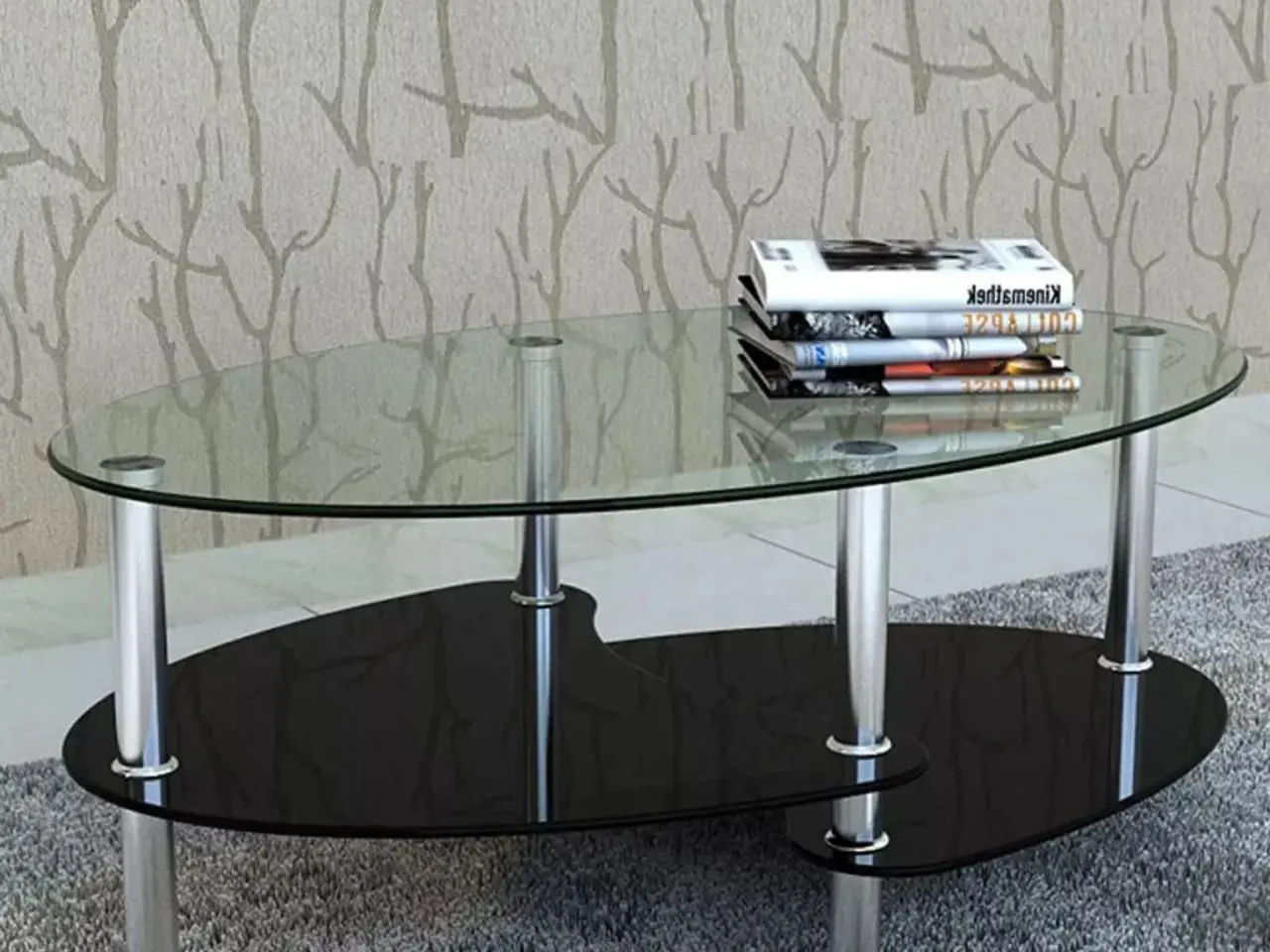 Billede 1 - Sofabord i eksklusivt design - hærdet glas, sort, 90 × 45 × 43 cm