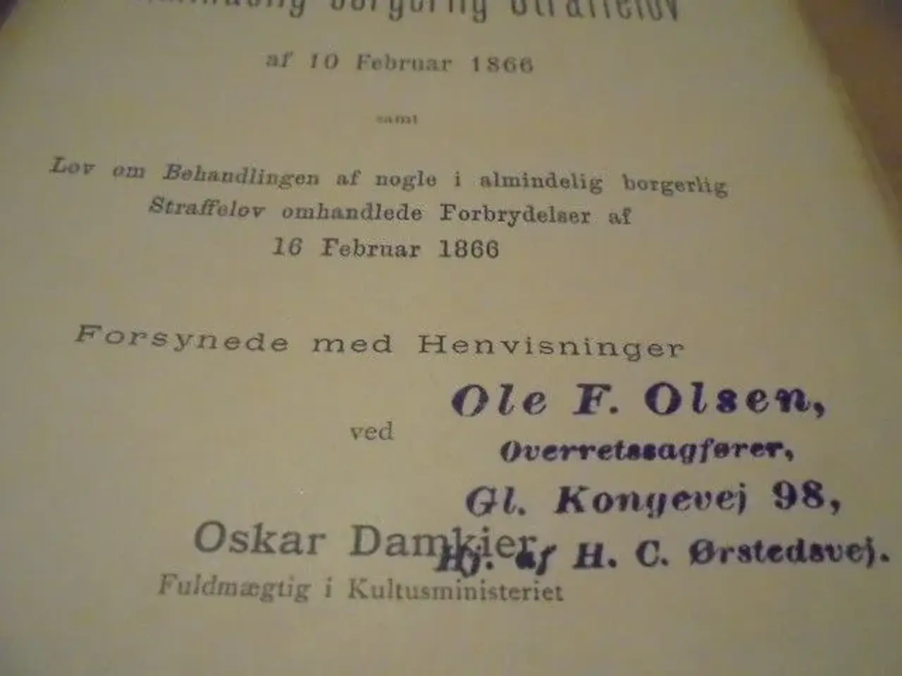 Billede 2 - Alm. Borgerlig Straffelov - udg. fra 1892  Lov om 