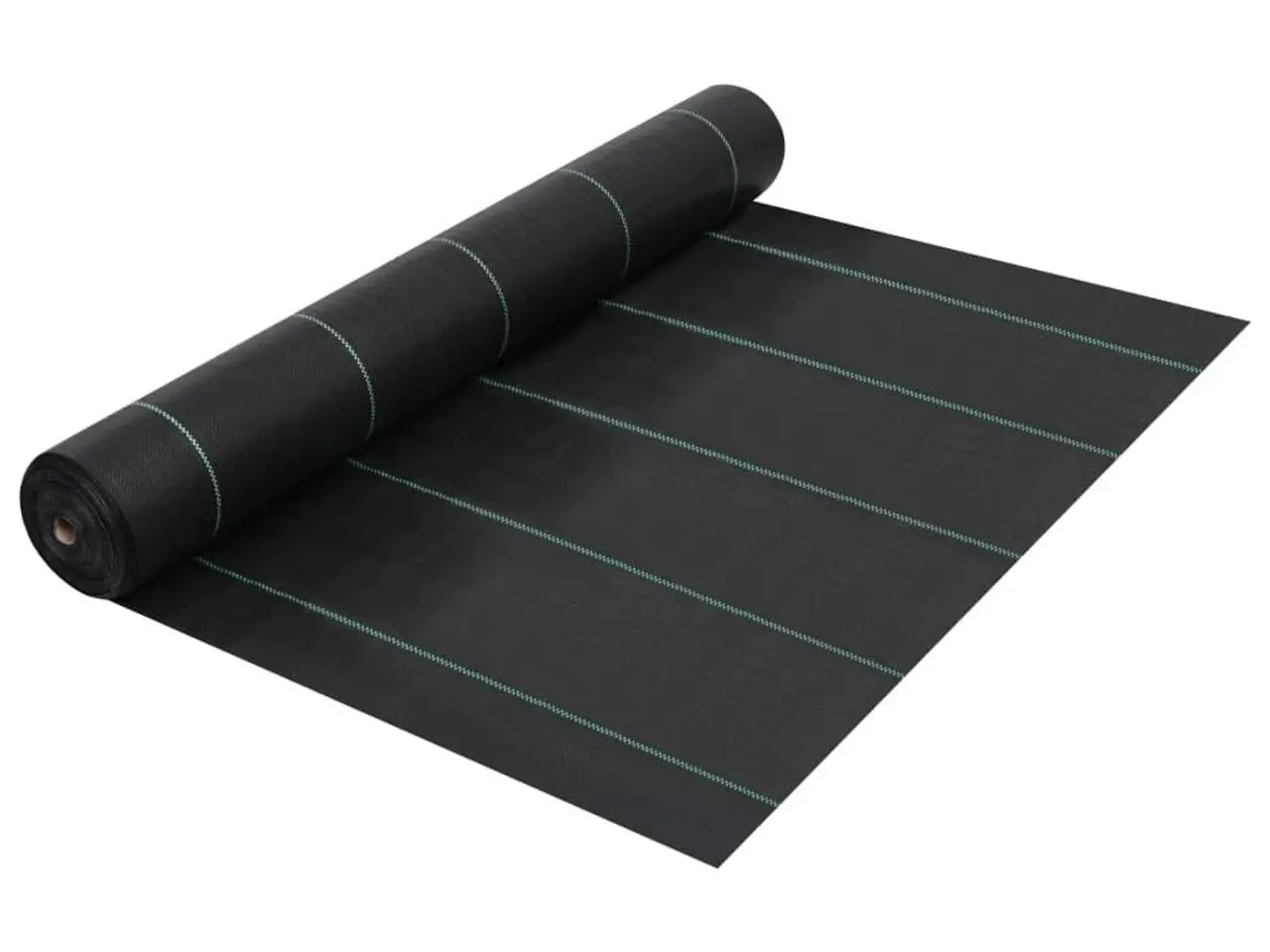 Billede 1 - Ukrudtsdug 1 × 200 m - sort PP 60 g/m² med grønne striber