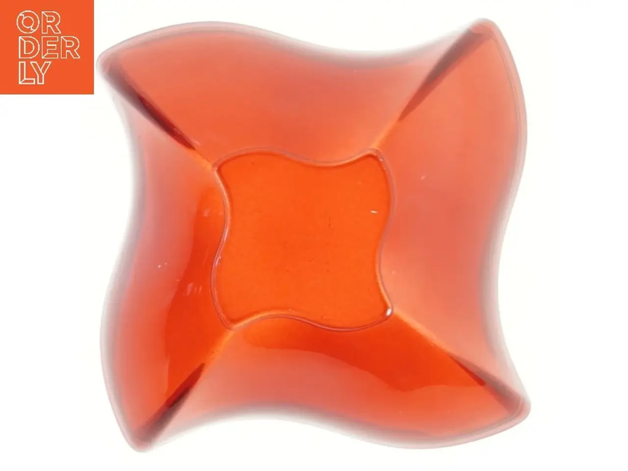 Billede 3 - Rødt glasfad (str. 14,5x14,5 cm)