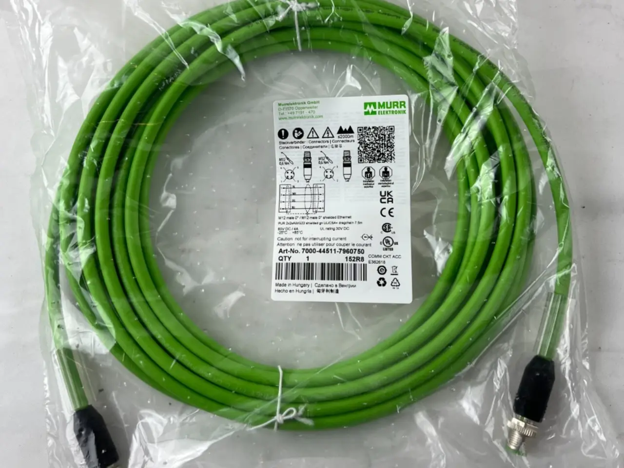 Billede 1 - Murr 7000-44511-7960750 M12 Ethernet kabel 7.5m UL
