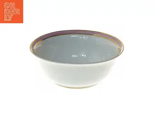 Bing og Grøndal porcelænsskål med rosa og guldkant (str. Ø 19x7 cm)