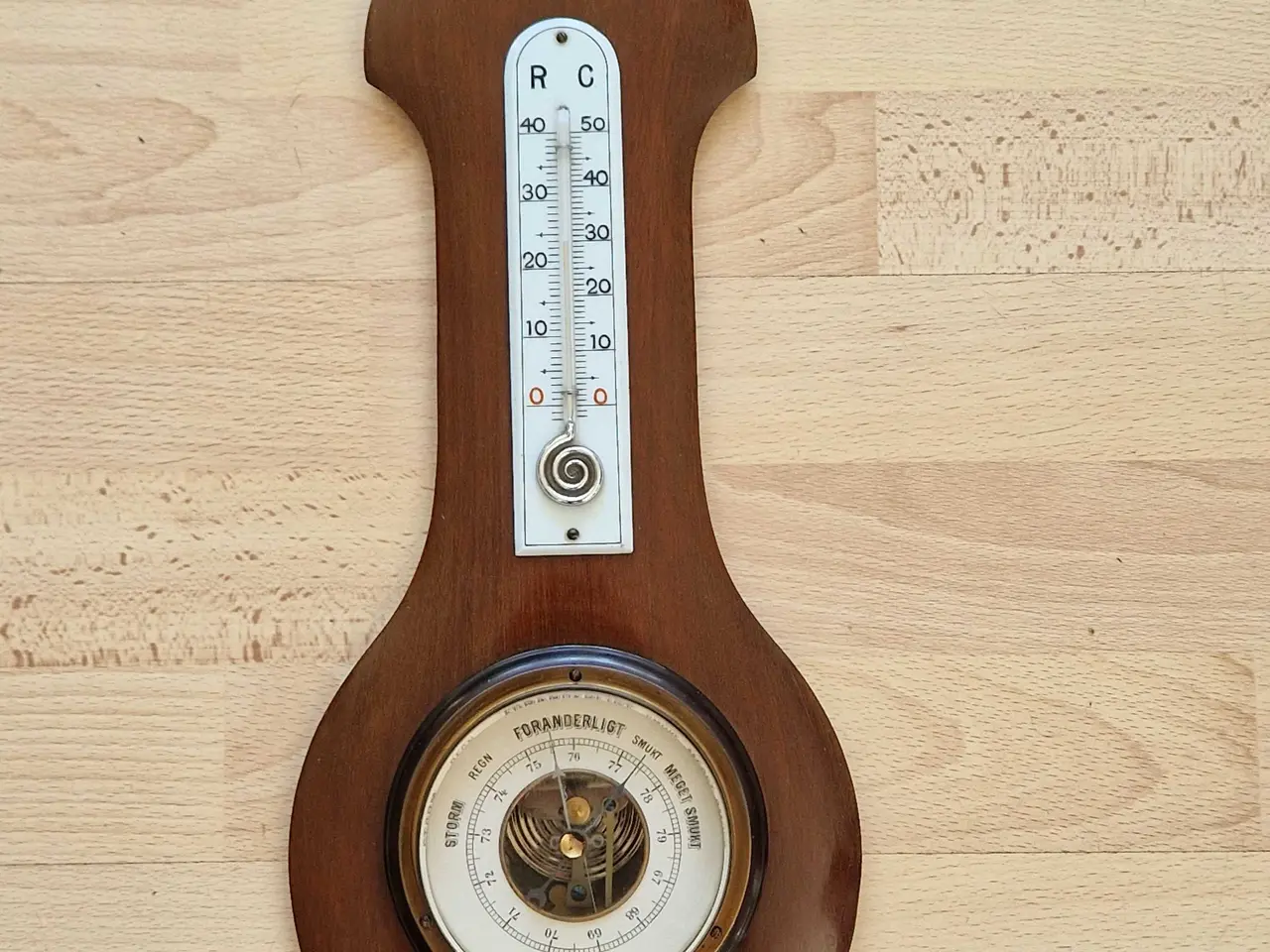 Billede 1 - Antikt barometer og termometer 