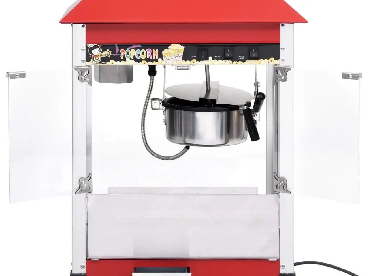 Billede 5 - Popcornmaskine med teflongryde 1400 W - rød, 2,7 l
