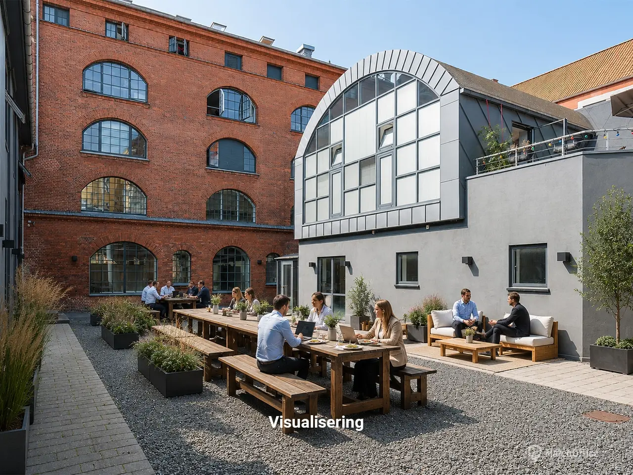 Billede 8 - Lyst og højloftet kontormiljø i tidligere fabriksbygning på Østerbro