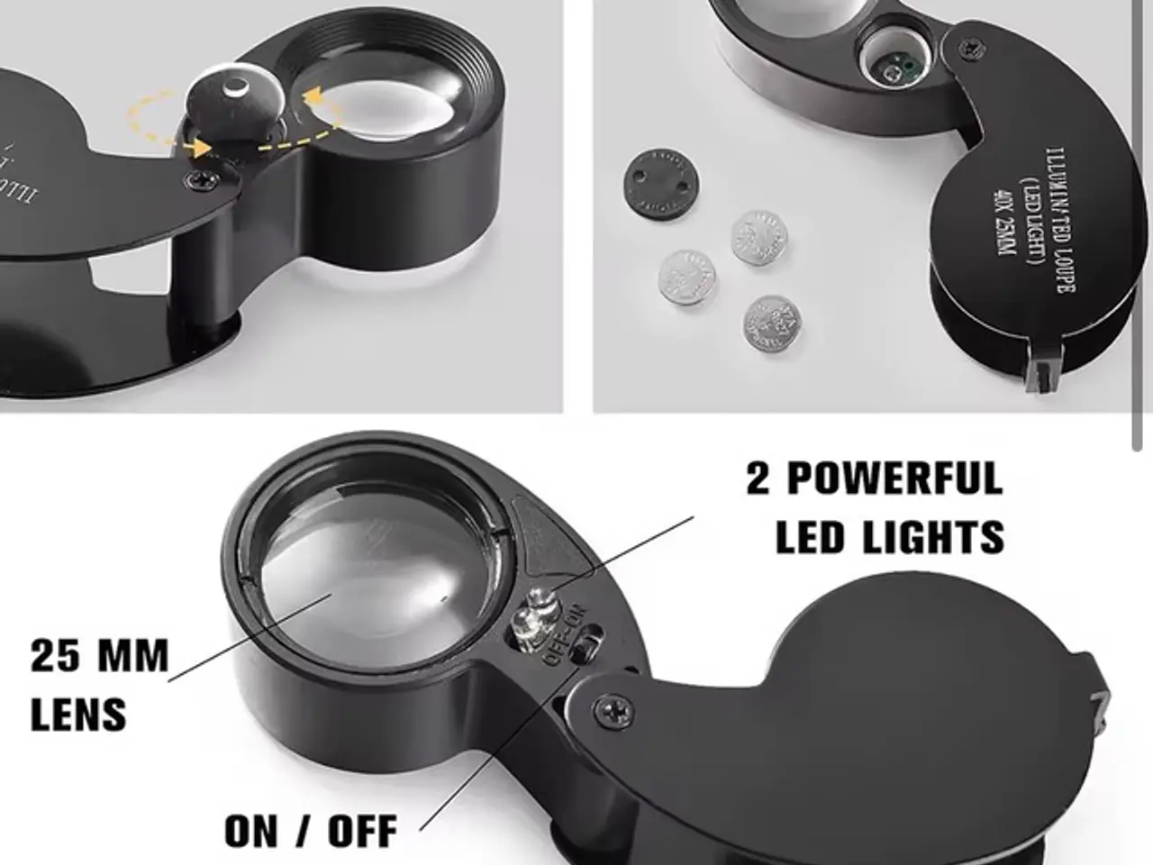 Billede 5 - Sammenfoldelig lup med LED lys inkl. batt. HELT NY