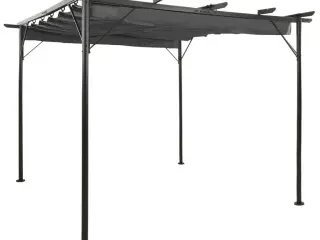 Pergola med sammenrulleligt tag 3x3 m 180 g/m² antracitgrå