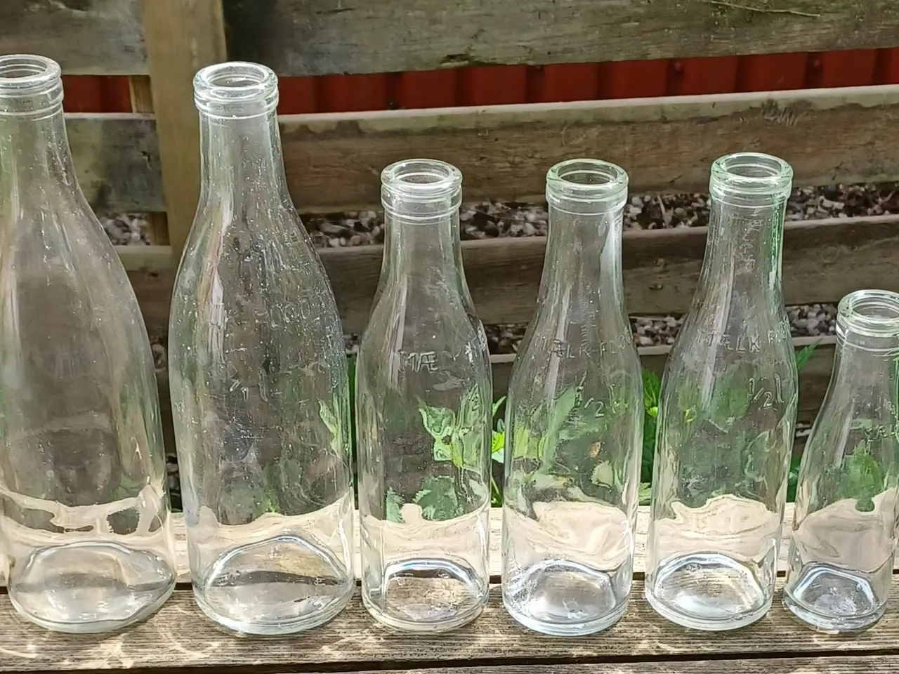 Billede 1 - Gamle mærkede glasflasker, mælkeflasker.