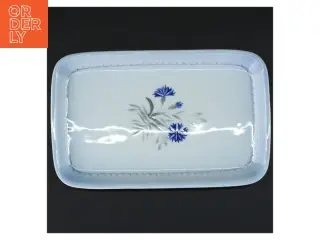 Porcelænsfad med blåt blomstermotiv (str. 23,5 x 15 cm)