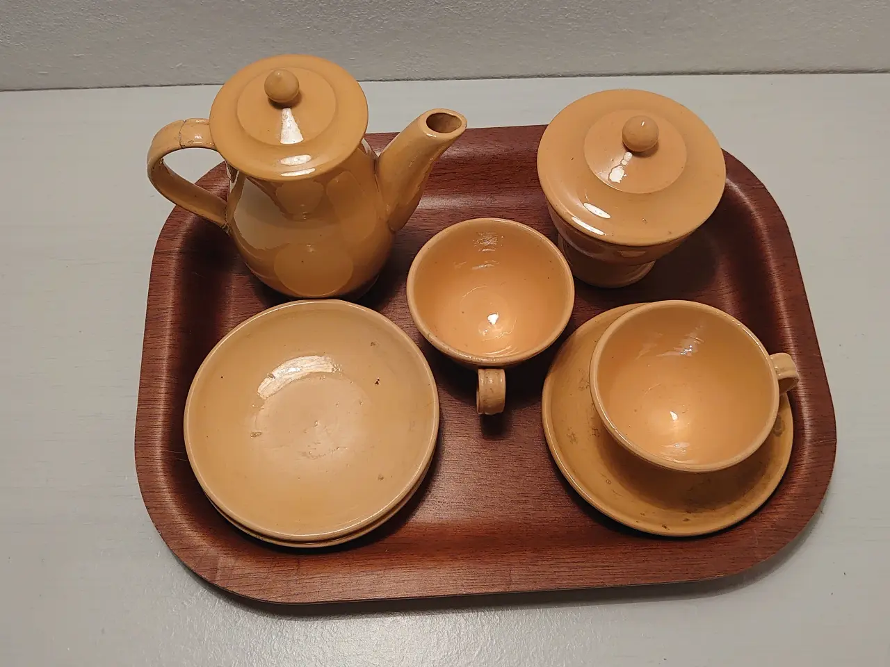 Billede 2 - Vintage børne kaffestel på teaktræsbakke. Silva