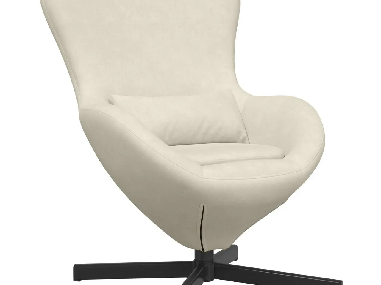 Billede 4 - Æggestol i fløjl - creme, 63 × 73 × 90 cm, 360° drej