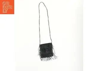 Sort taske med frynser (str. 17x16 cm)