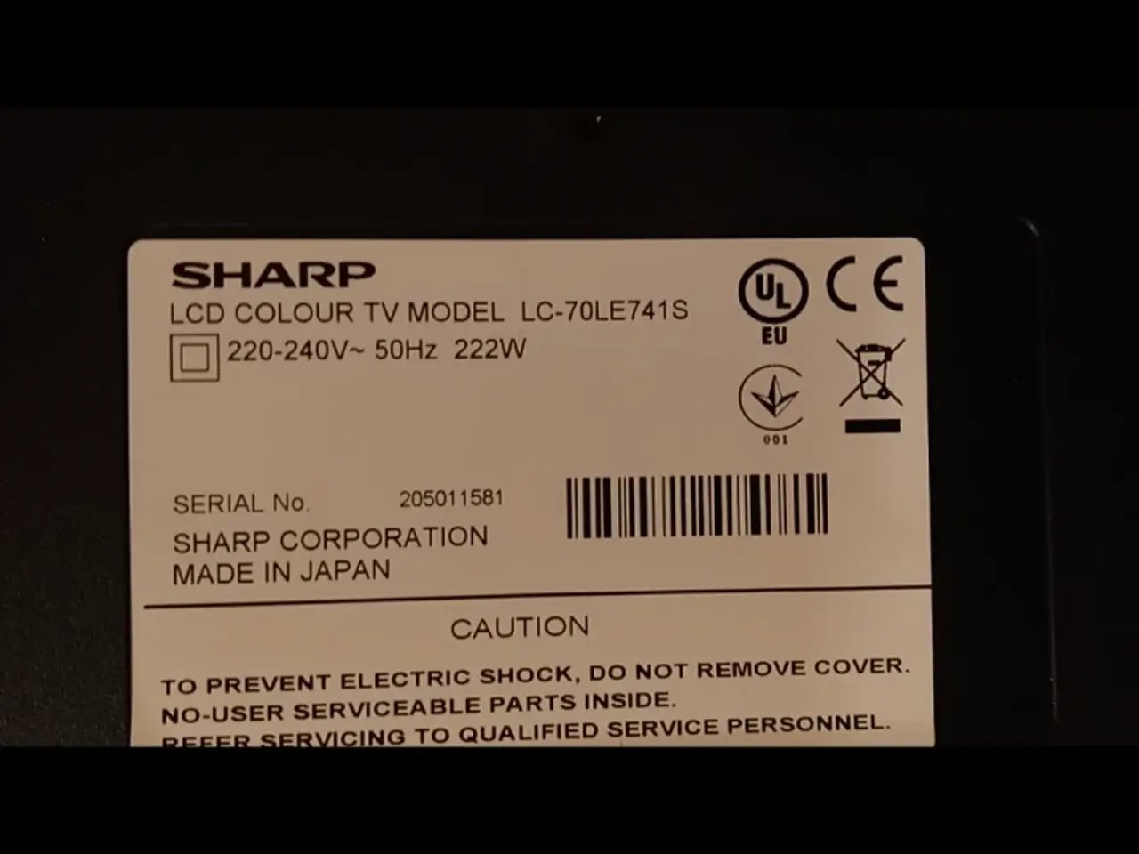 Billede 2 - Sharp LC-70LE741S LCD 70" Sort