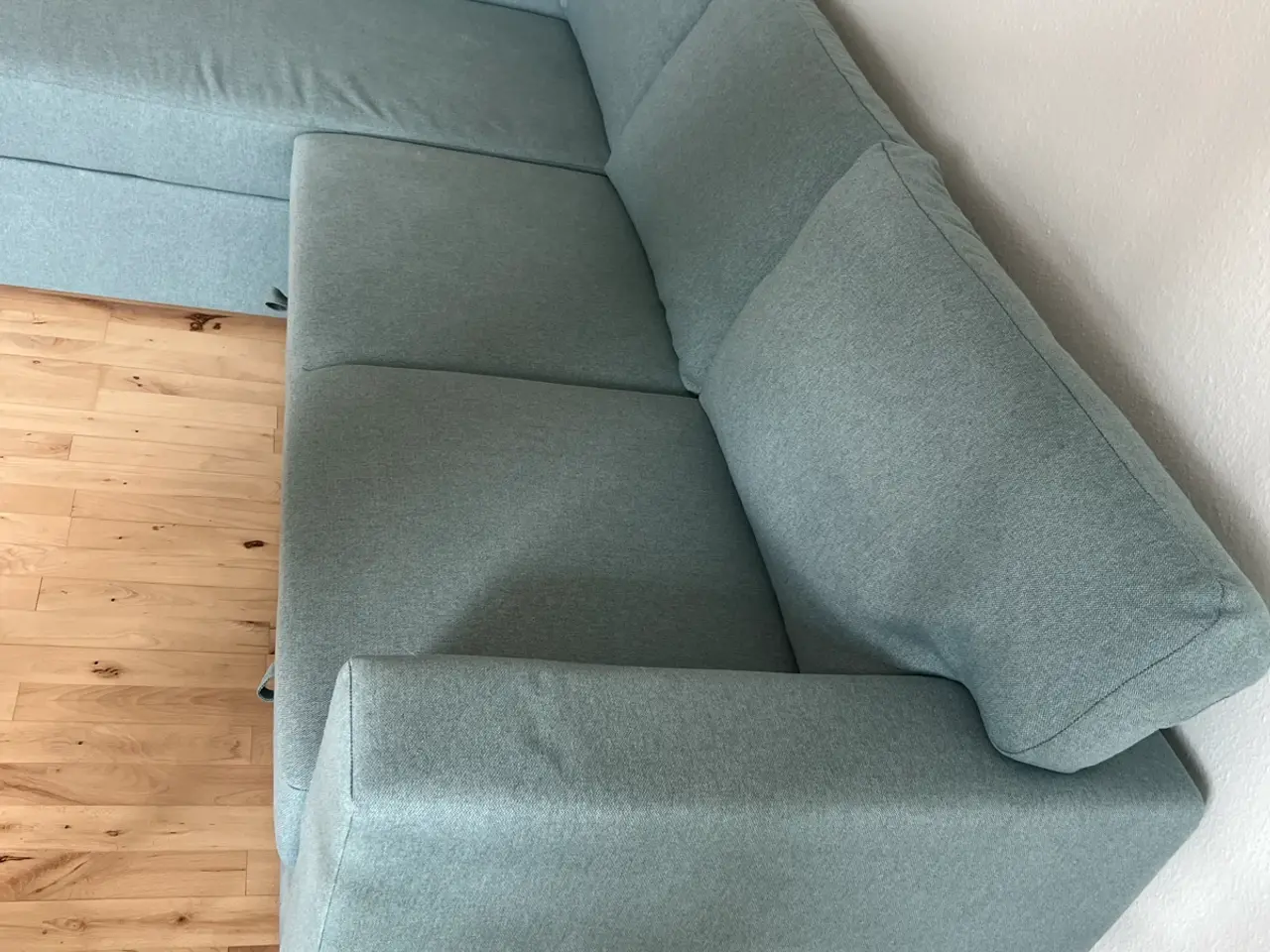 Billede 3 - Sovesofa med chaiselong i farven lys turkisgrå