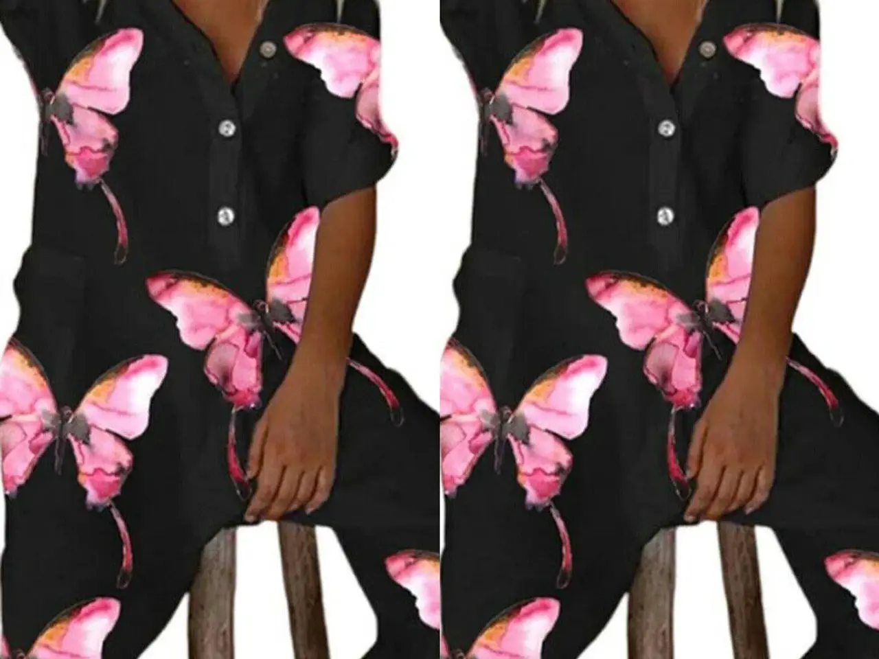 Billede 2 - Jumpsuit- Sort m. sommerfugle print/str: 38-40