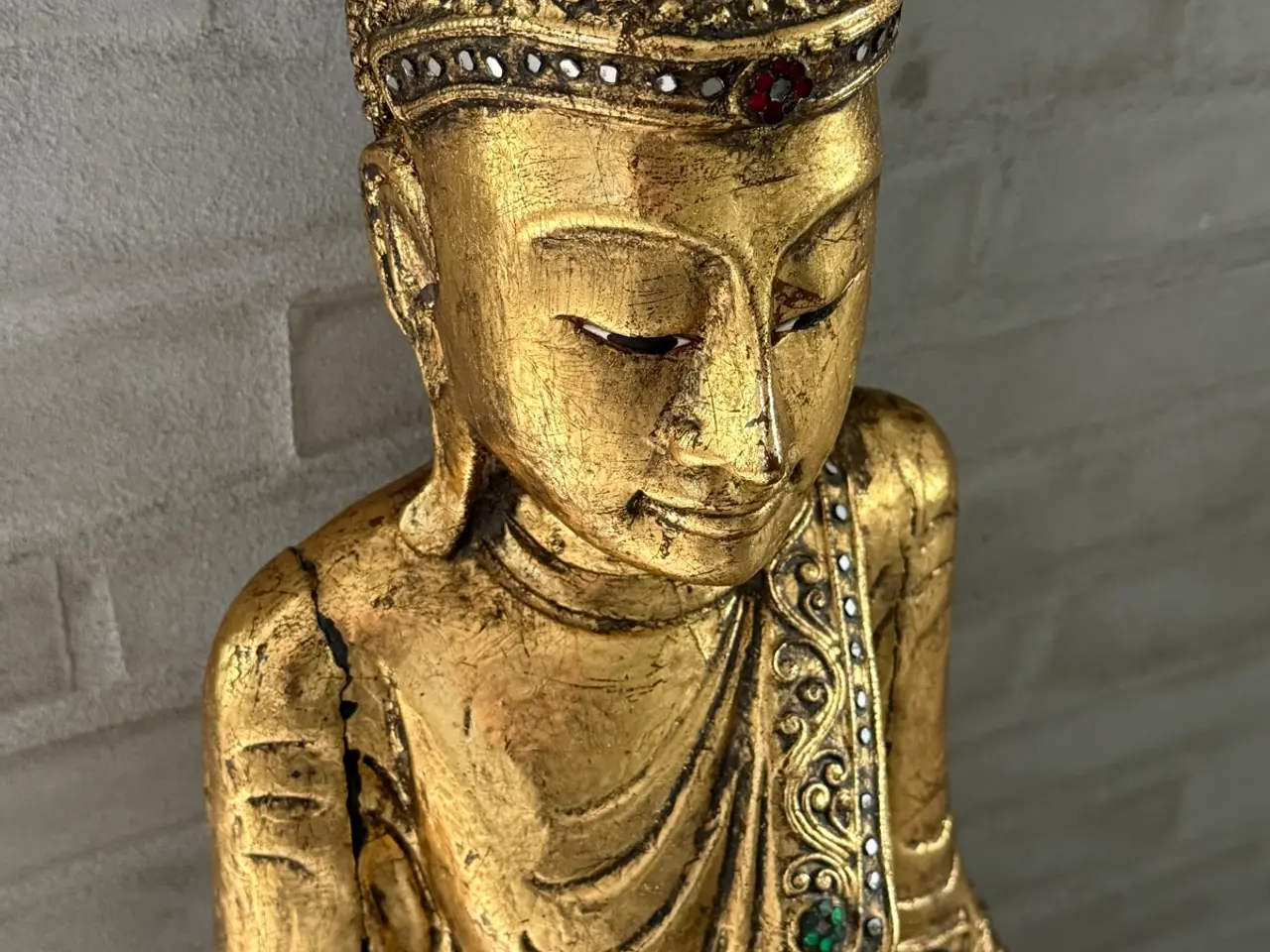 Billede 6 - Stor 102 cm Buddha i massivt træ.