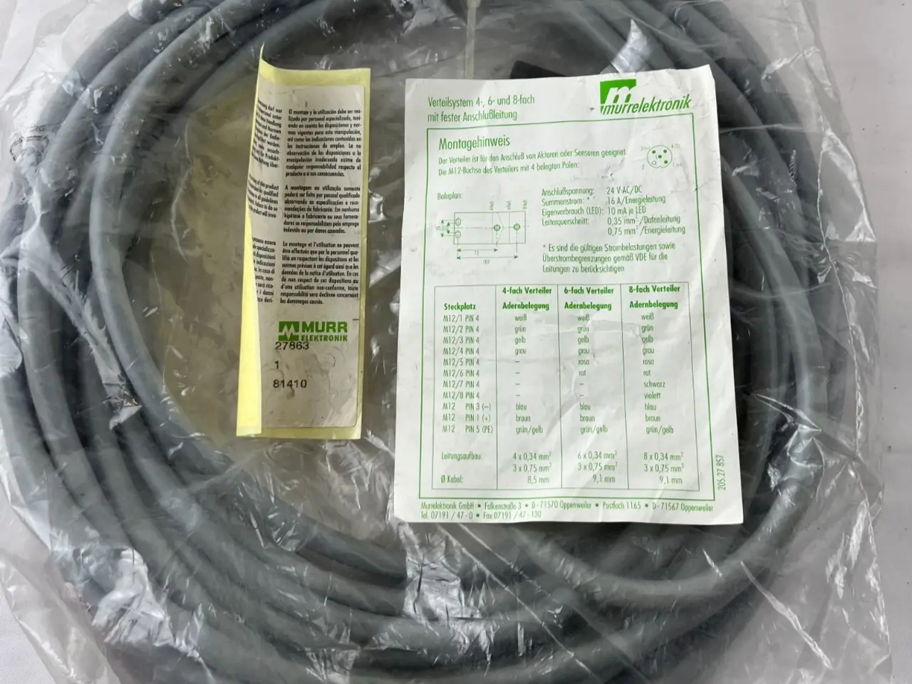 Billede 1 - Murr Elektronik 27863 M12 8-Port Distribution 24V