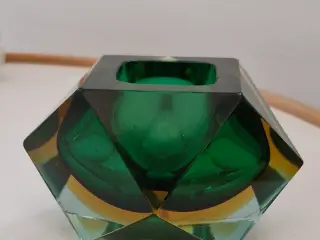 Murano glasskål i grøn og gul