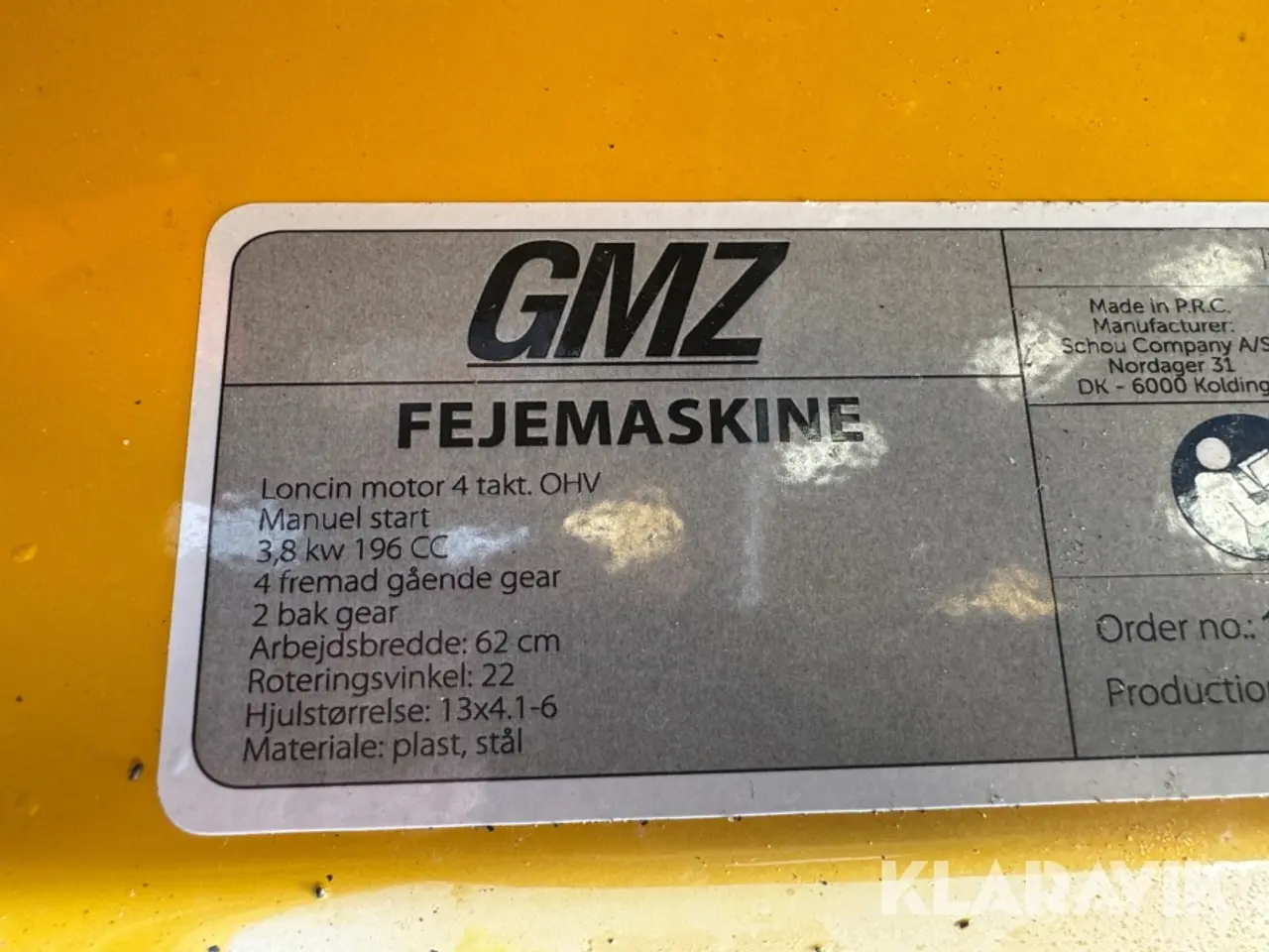 Billede 5 - Fejemaskine GMZ Loncin motor 4 takt.